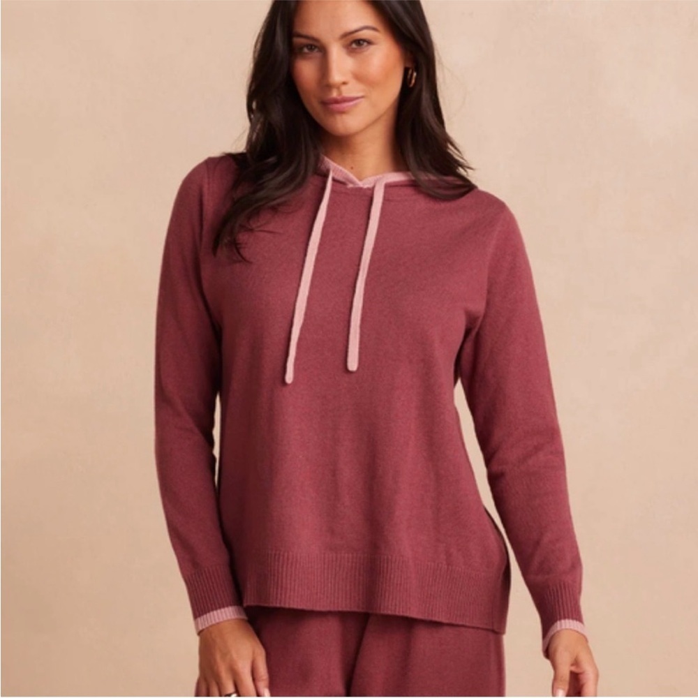 Summersalt Merino Wool Cashmere Hooded Sweater-Rose Pink-Size S